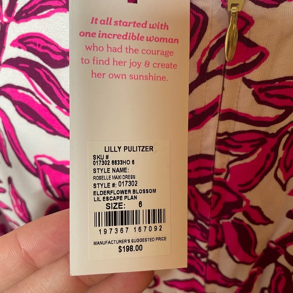 NWT Lilly Pulitzer Roselle Maxi Dress (Size 6 - Ederflower Blossom) - Picture 4 of 8